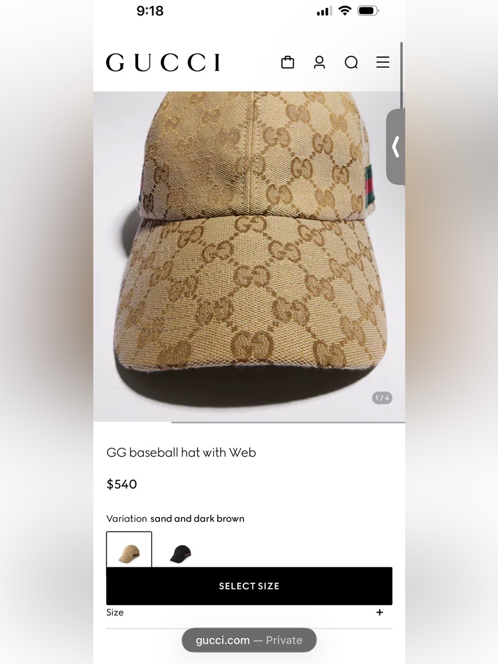 Gucci GG one size fits all brand new without tags hat adjustable leather strap - Picture 2 of 5
